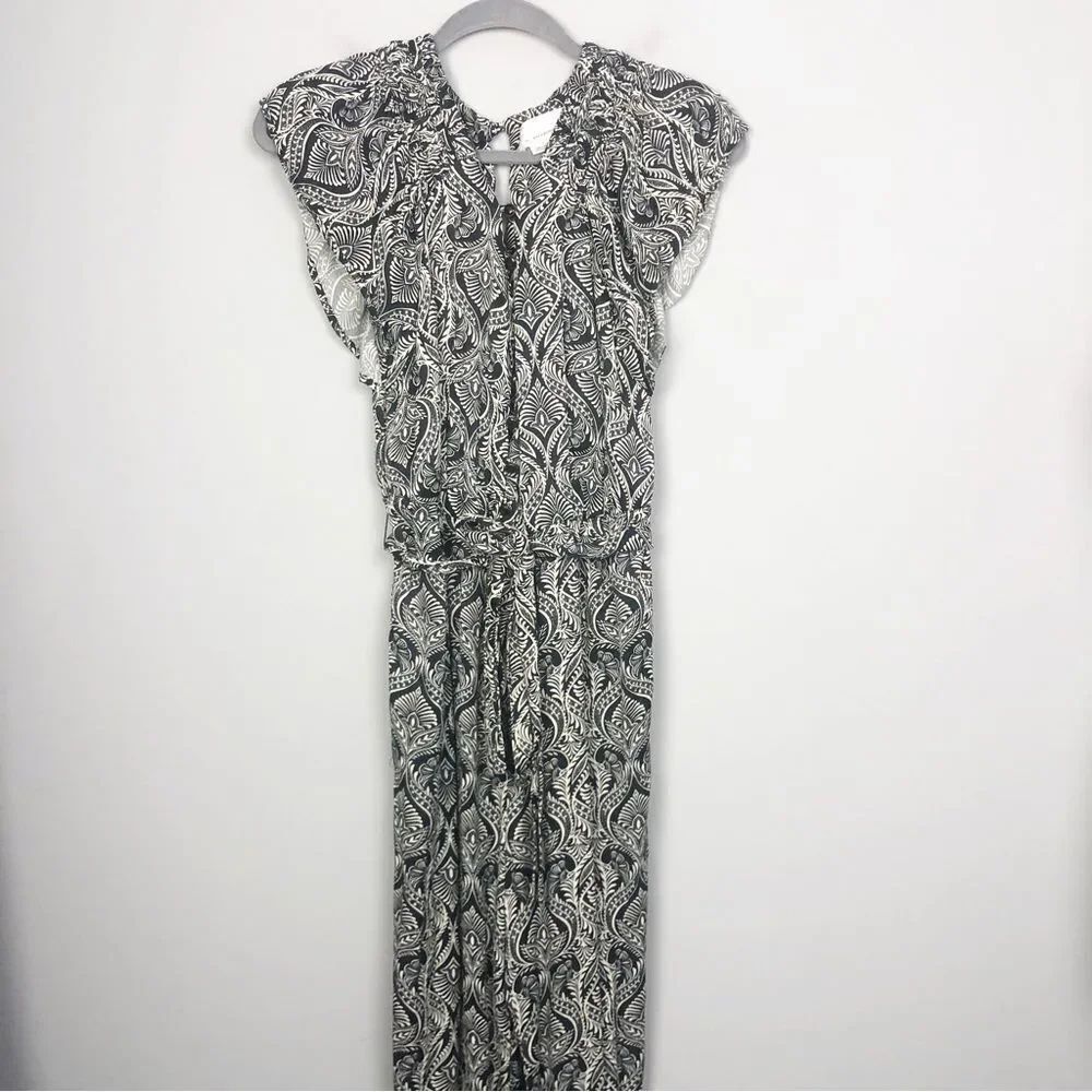 ANTHROPOLOGIE | Zadie Black & White Patterned Belted Jumpsuit Women’s Size 0 - Picture 4 of 14